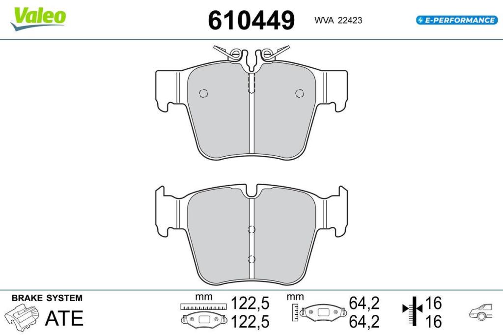 Jeu de 4 plaquettes de frein VALEO ref. 610449